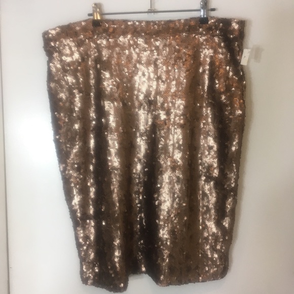 New Bar III XXL copper bronzey pencil sequin skirt - Picture 2 of 8